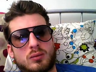 Dude In Glasses Wanking Big Pole On Cam