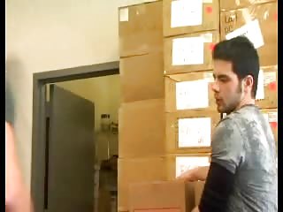 Coworkers fucking store room