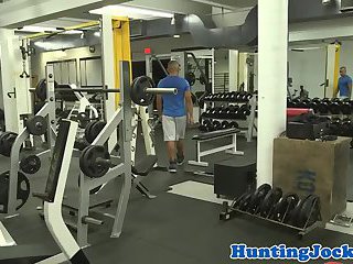 Gym jock throated then assfucked on bench